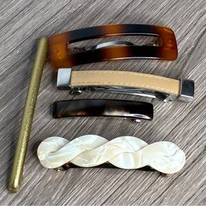 🐼 3/$25 EUC Stylish Hair Clip Barrette Set in Neutral Tones